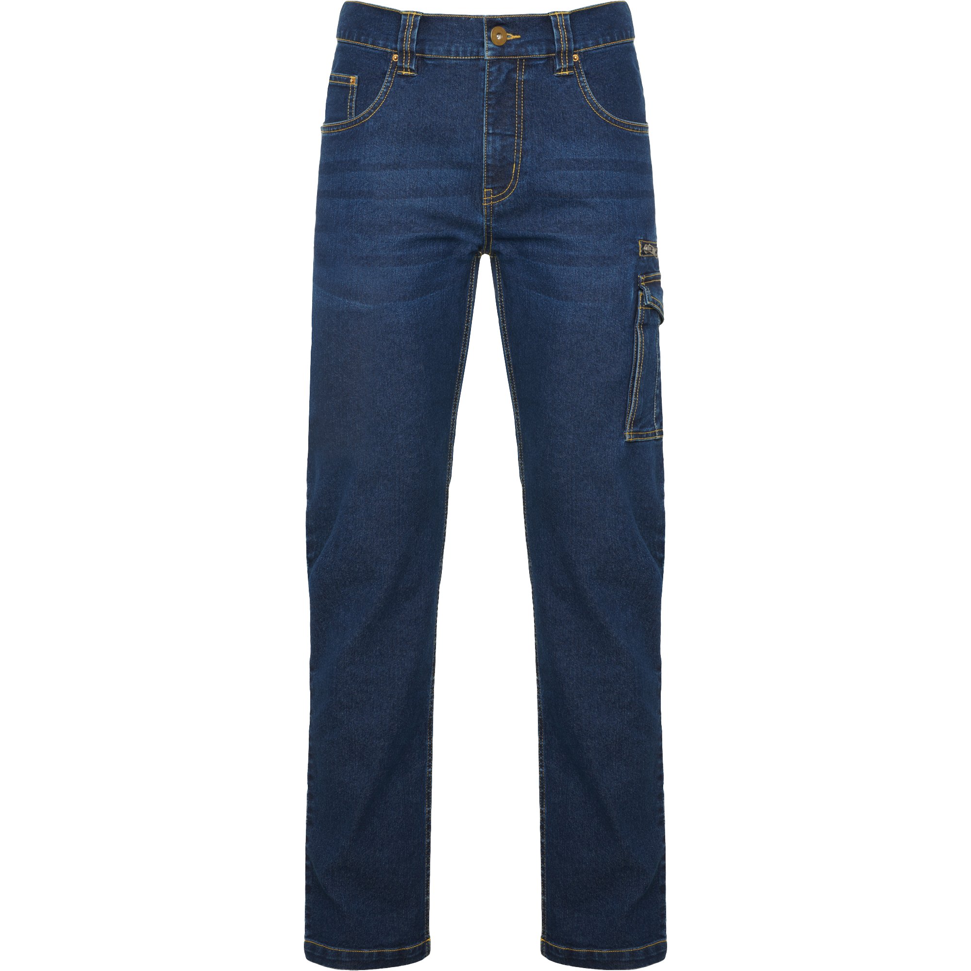 Denim multi-pocket long trousers