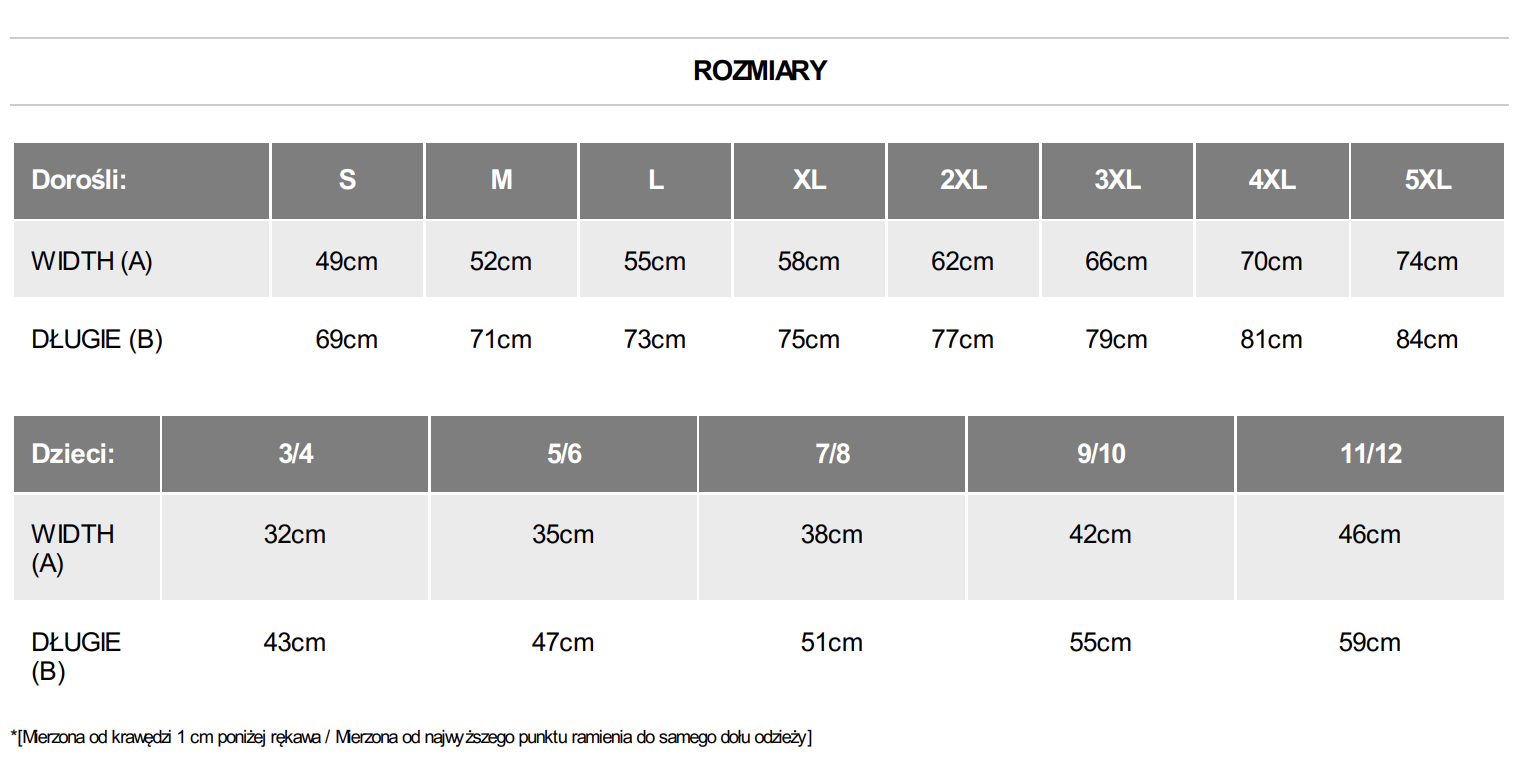 Size chart