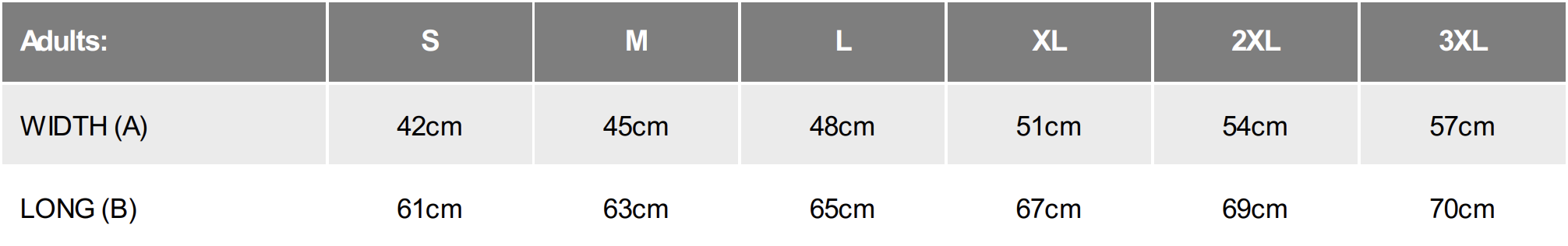 Size chart