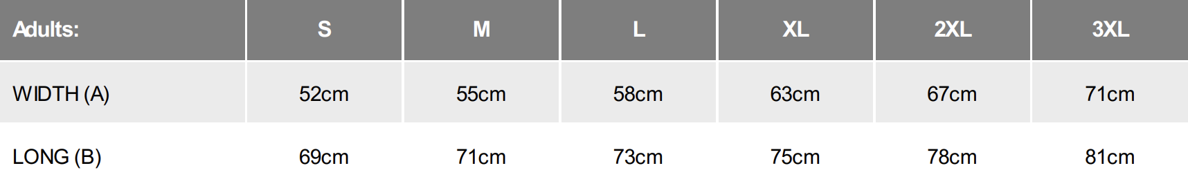 Size chart