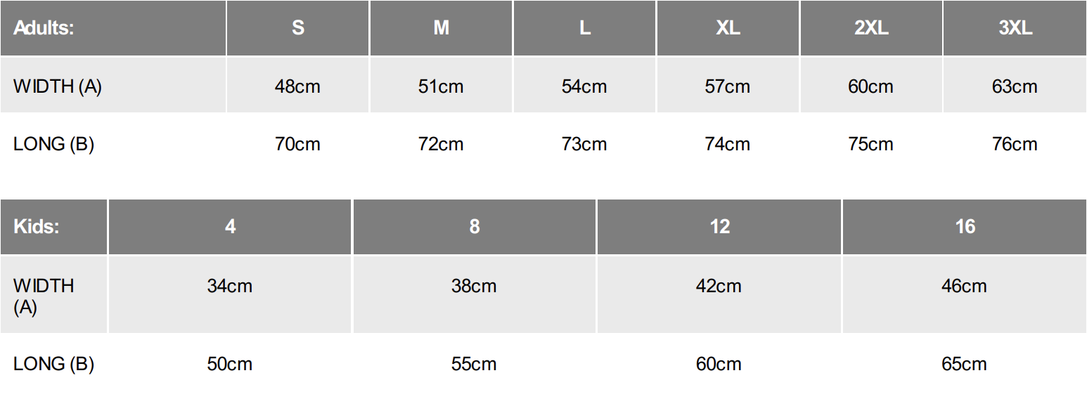 Size chart