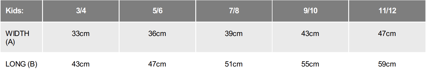 Size chart