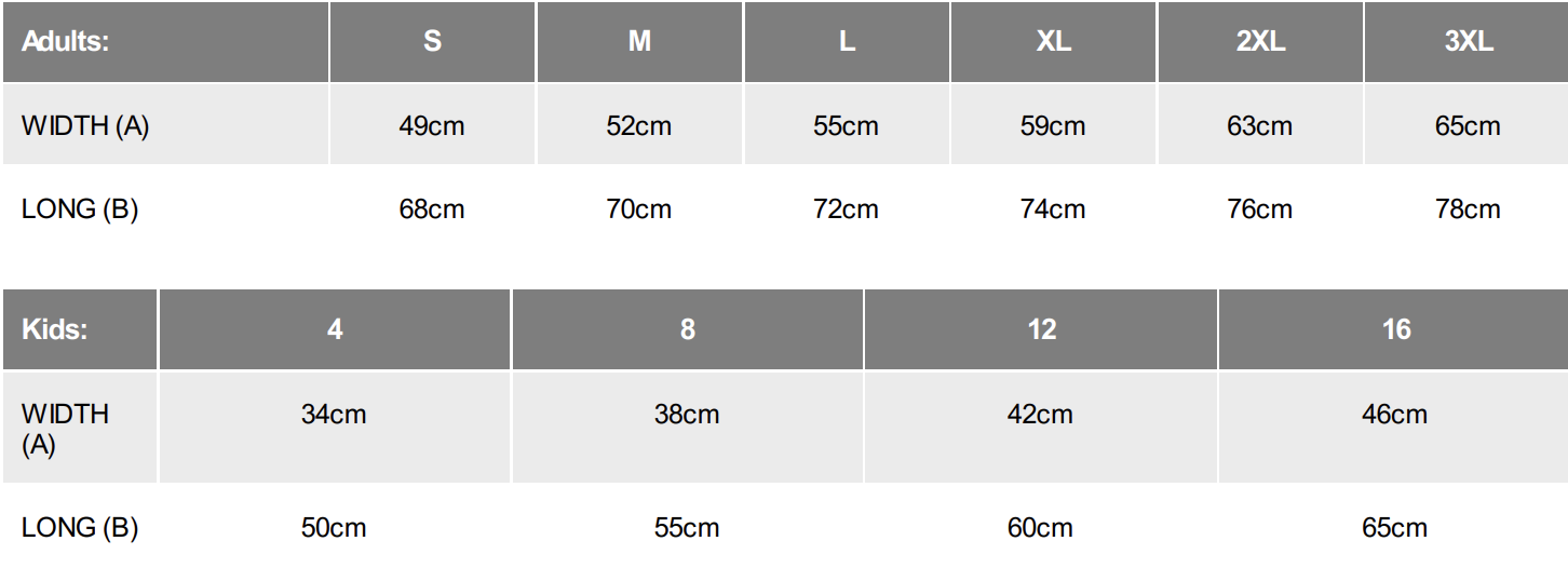 Size chart